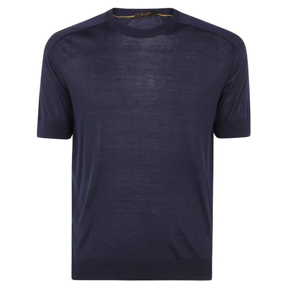 MOORER Men's Short Sleeve Knit Sweater Men BLUE Sweaters & Cardigans